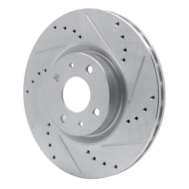 Fiat 500 Brake Rotor (1) - Front Right - R1 Concepts - Drilled & Slotted - Silver - `12-`19
